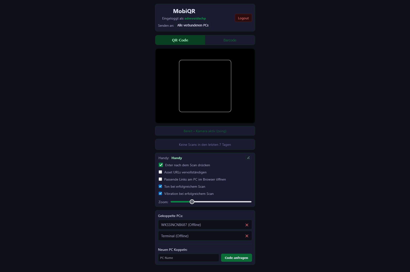 MobiQR screenshot